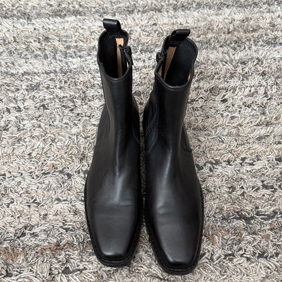 Madewell The Idris Ankle Sleek Black Leather Boots sz 7 - Picture 4 of 12
